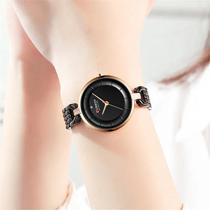 Stainless Steel Mesh Watch – Elegant Gold Tone