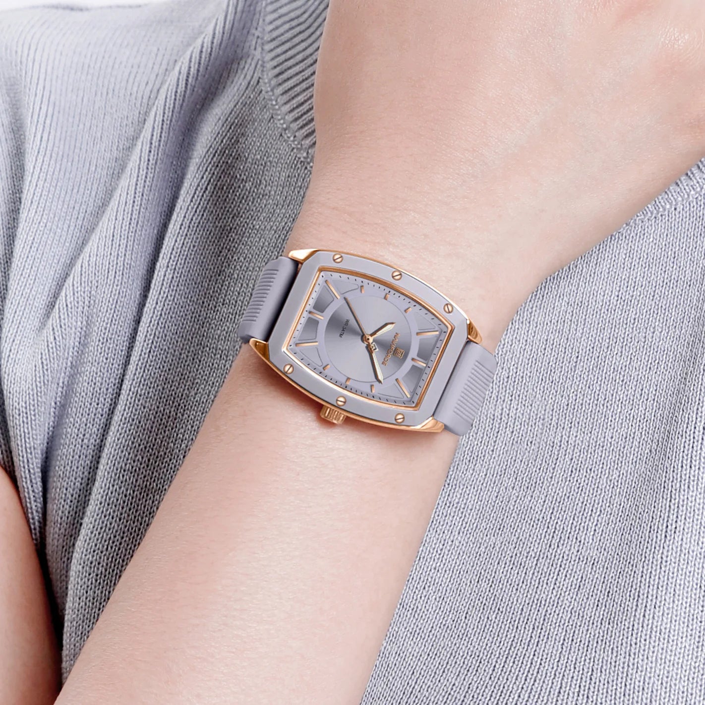 Minimalist Silicone Watch – Rose Gold Accents
