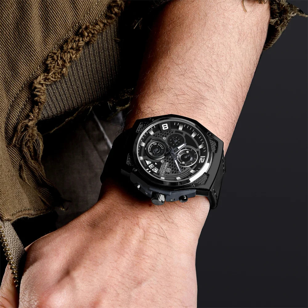 Sport Chronograph Leather Watch