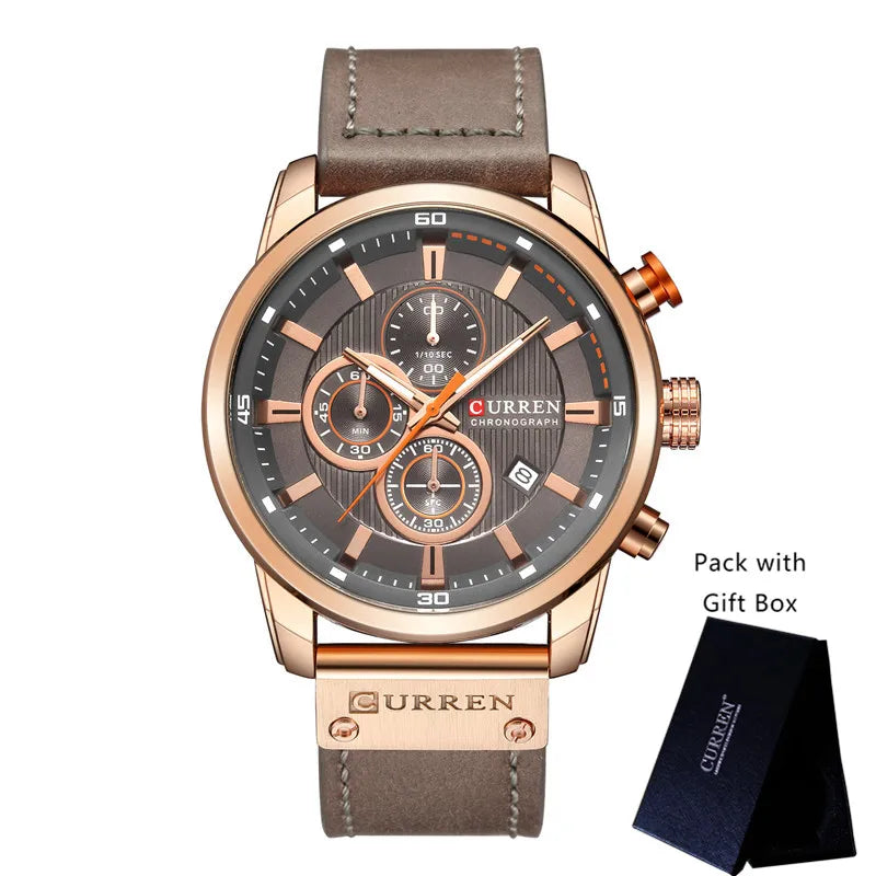 Leather Chronograph Watch