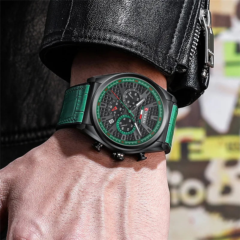 Chronograph Genuine Leather Watch