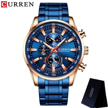 Men’s Chronograph Watch with Auto Date and Stainless Steel Strap