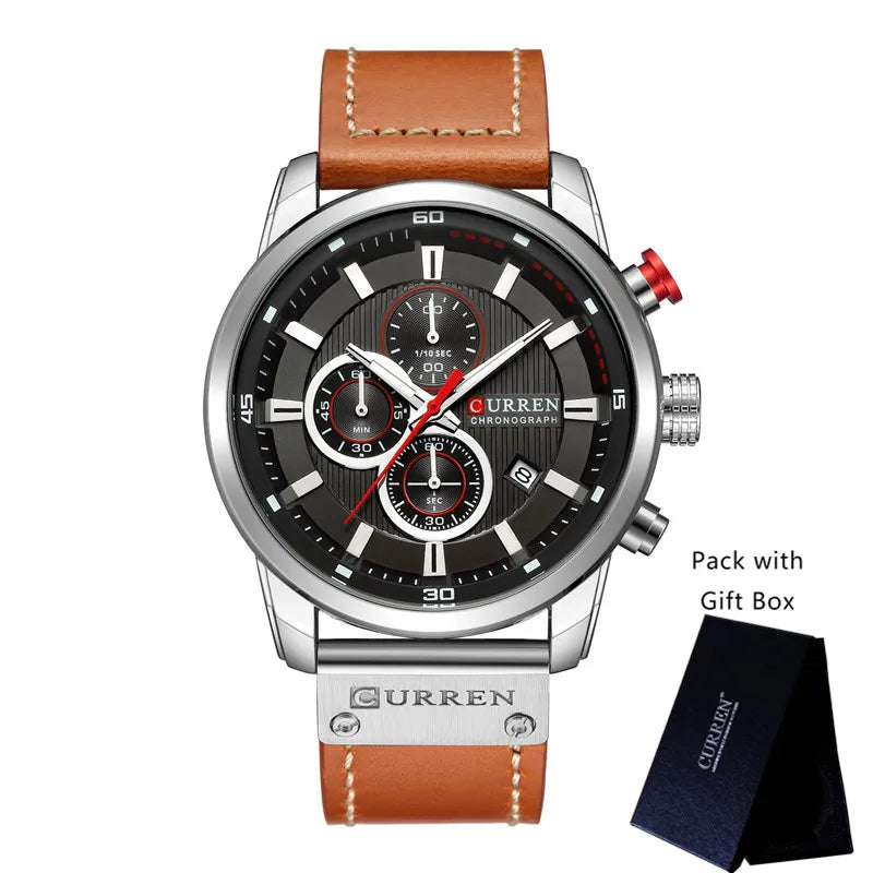 Leather Chronograph Watch