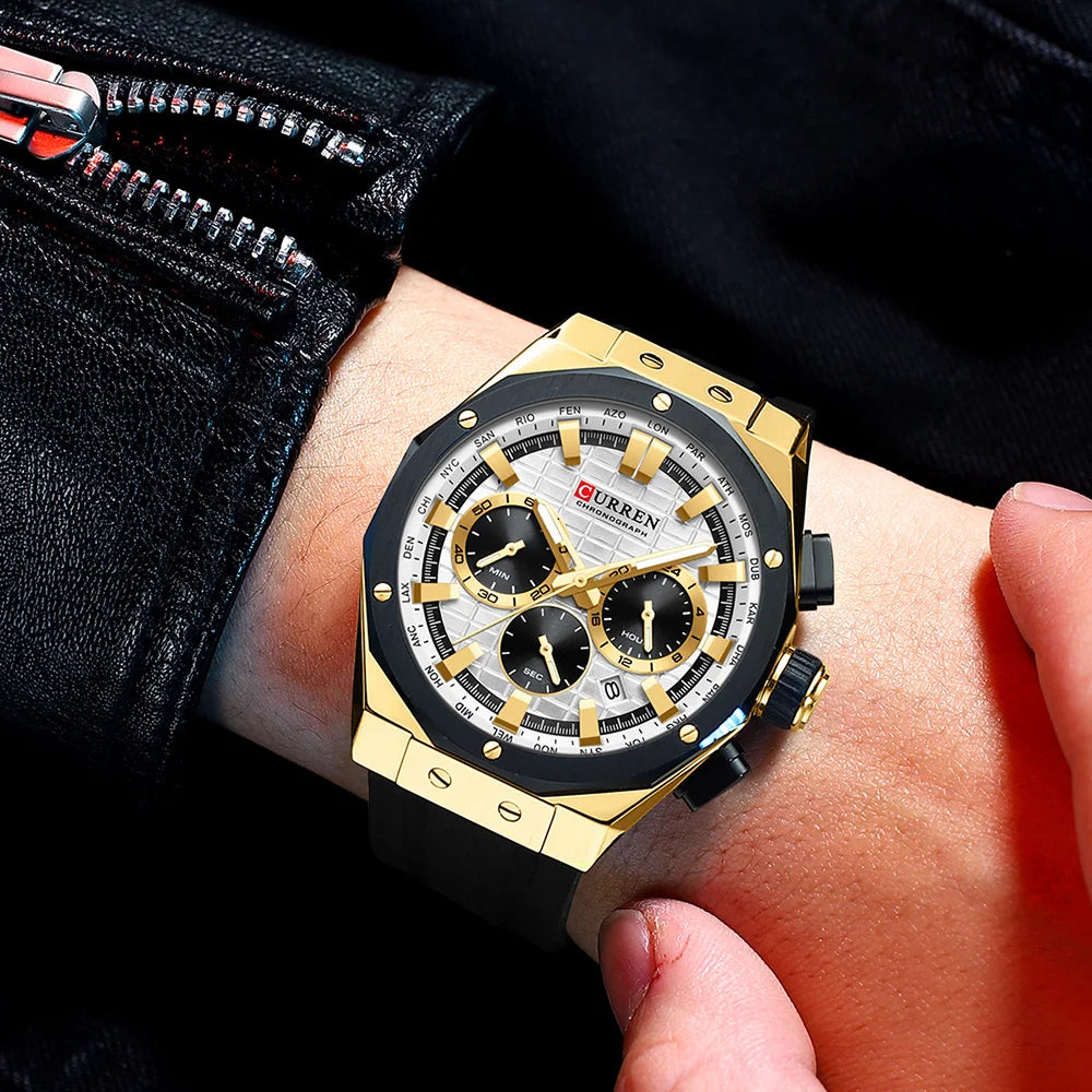 Men’s Chronograph Sports Watch with Silicone Strap