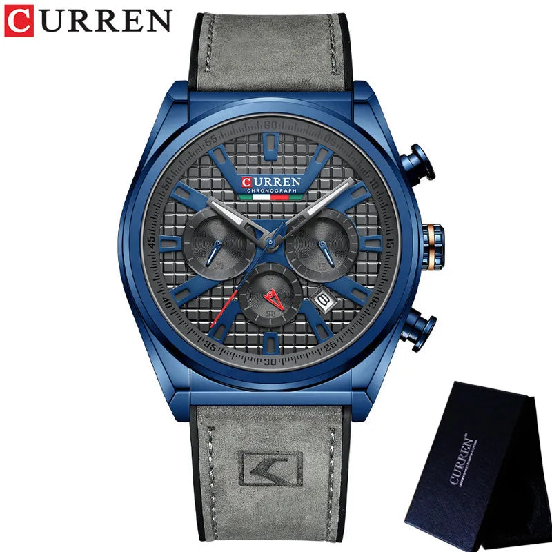 Chronograph Genuine Leather Watch