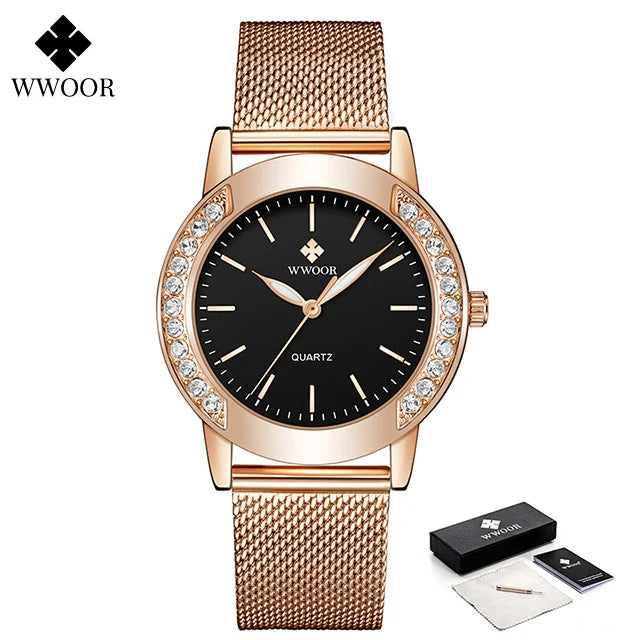 Slim Mesh Quartz Watch – Rose Gold