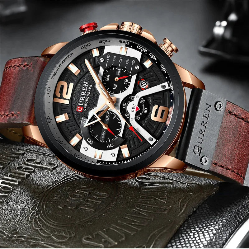 Men’s Chronograph Leather Watch