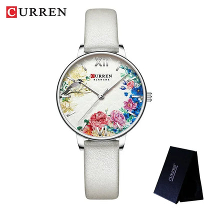 Floral Dial Stainless Steel Women’s Watch
