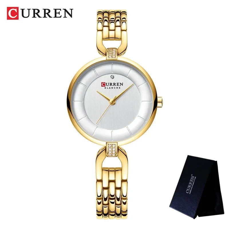 Stainless Steel Mesh Watch – Elegant Gold Tone