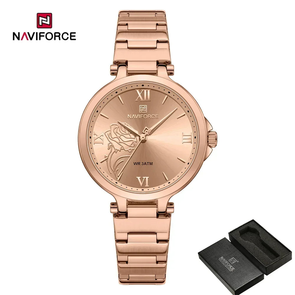 Mesh Quartz Watch with Rhinestone Accents