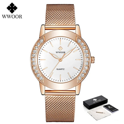 Slim Mesh Quartz Watch – Rose Gold