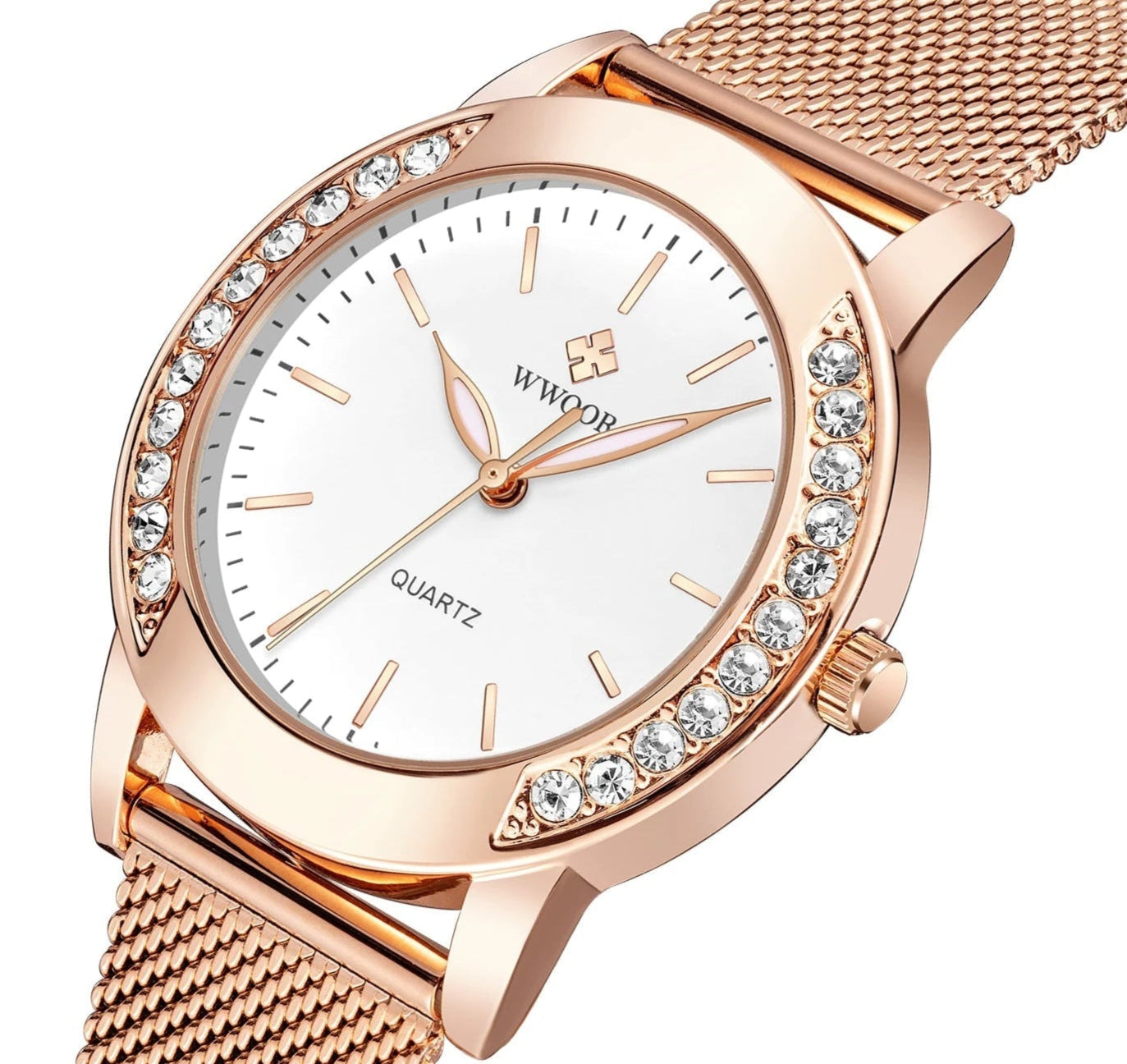 Slim Mesh Quartz Watch – Rose Gold