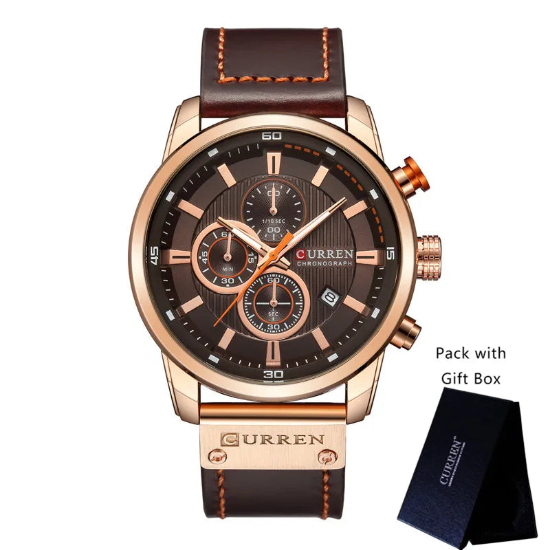 Leather Chronograph Watch