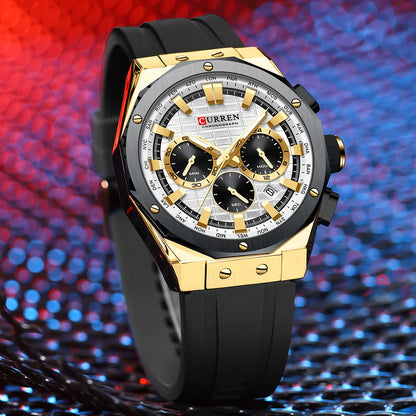 Men’s Chronograph Sports Watch with Silicone Strap