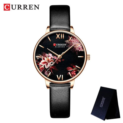 Floral Dial Stainless Steel Women’s Watch