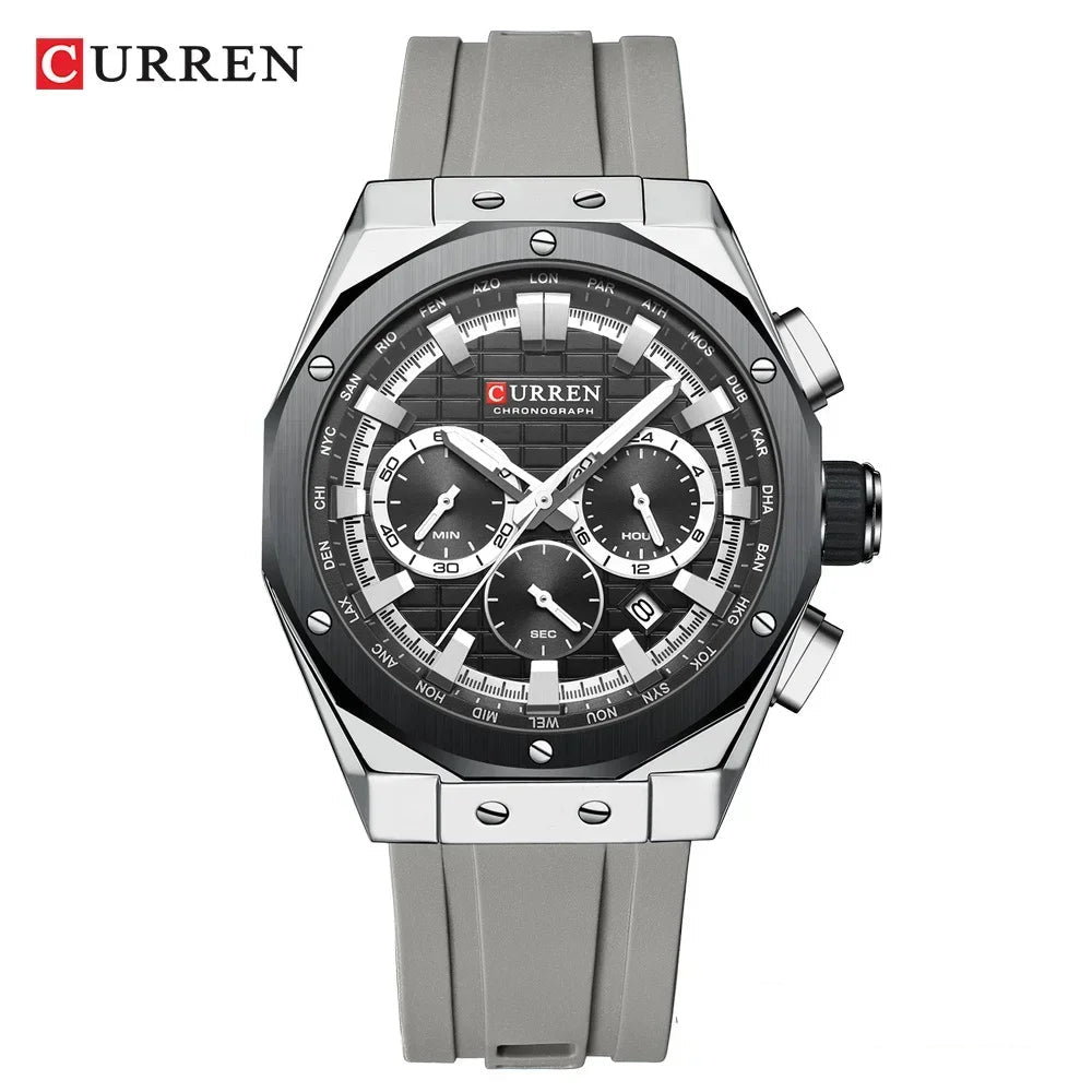Men’s Chronograph Sports Watch with Silicone Strap