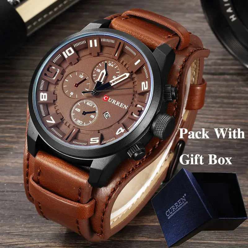 Men’s Classic Leather Strap Watch