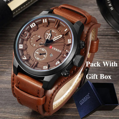 Men’s Classic Leather Strap Watch