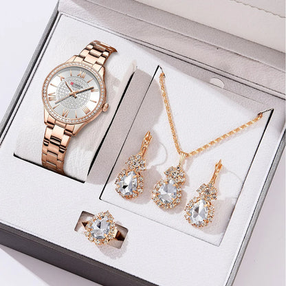 Women’s Watch, Jewelry Gift Set – 5PCS