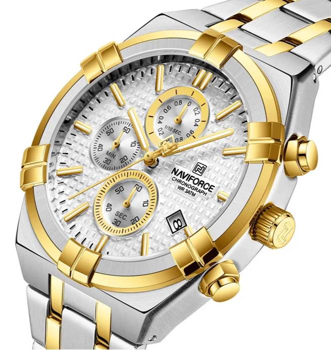 Luxury Quartz Watch – Stainless Steel & Black